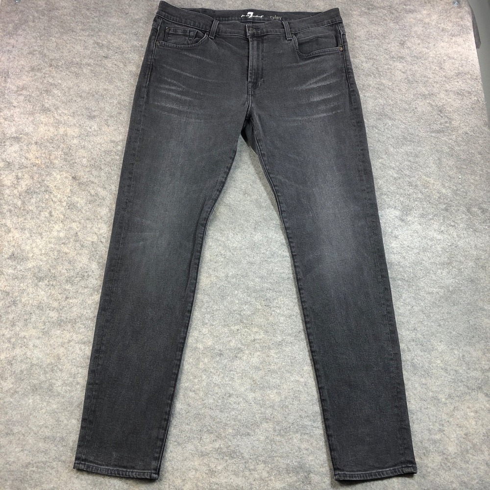 7 For All Mankind Mens 36x32 Ryley Black Denim Jeans Premium Designer
